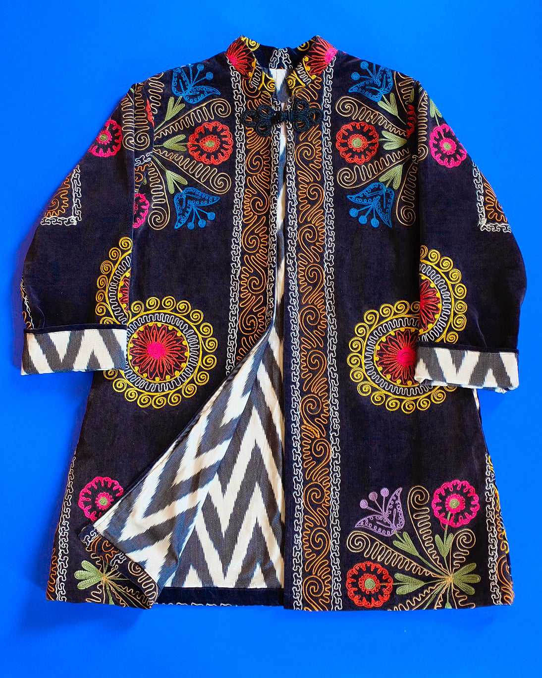 Nil Suzani and Ikat Velvet Jacket Long